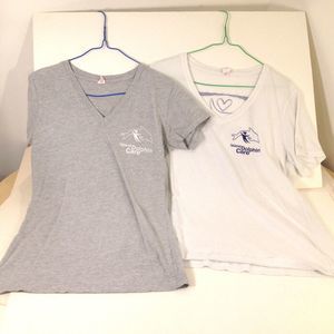 (2) Island Dolphin Care Short Sleeve V-Neck Graphic T-Shirts Juniors L